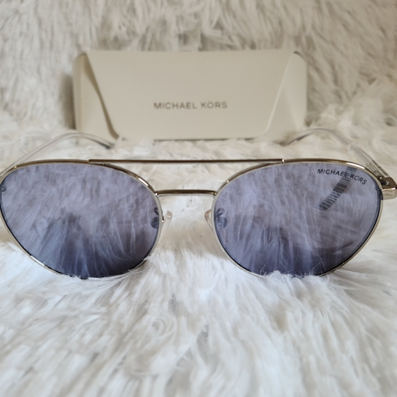 New with Tag Michael Kors Silver Sunglasses w/ Lilac Lens
